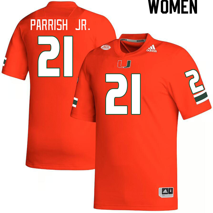 Women #21 Henry Parrish Jr. Miami Hurricanes College Football Jerseys Stitched-Orange - Click Image to Close